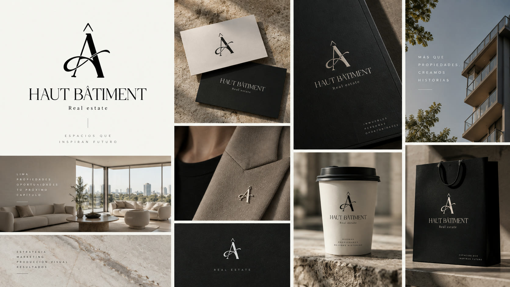 Sistema de identidad visual Haut Bâtiment: logotipo, papelería y aplicaciones