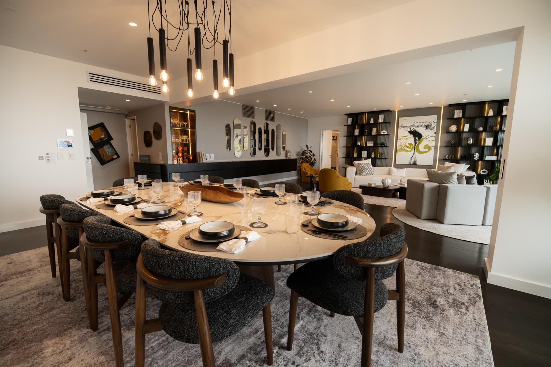 Comedor del proyecto The Grand captado para video inmobiliario