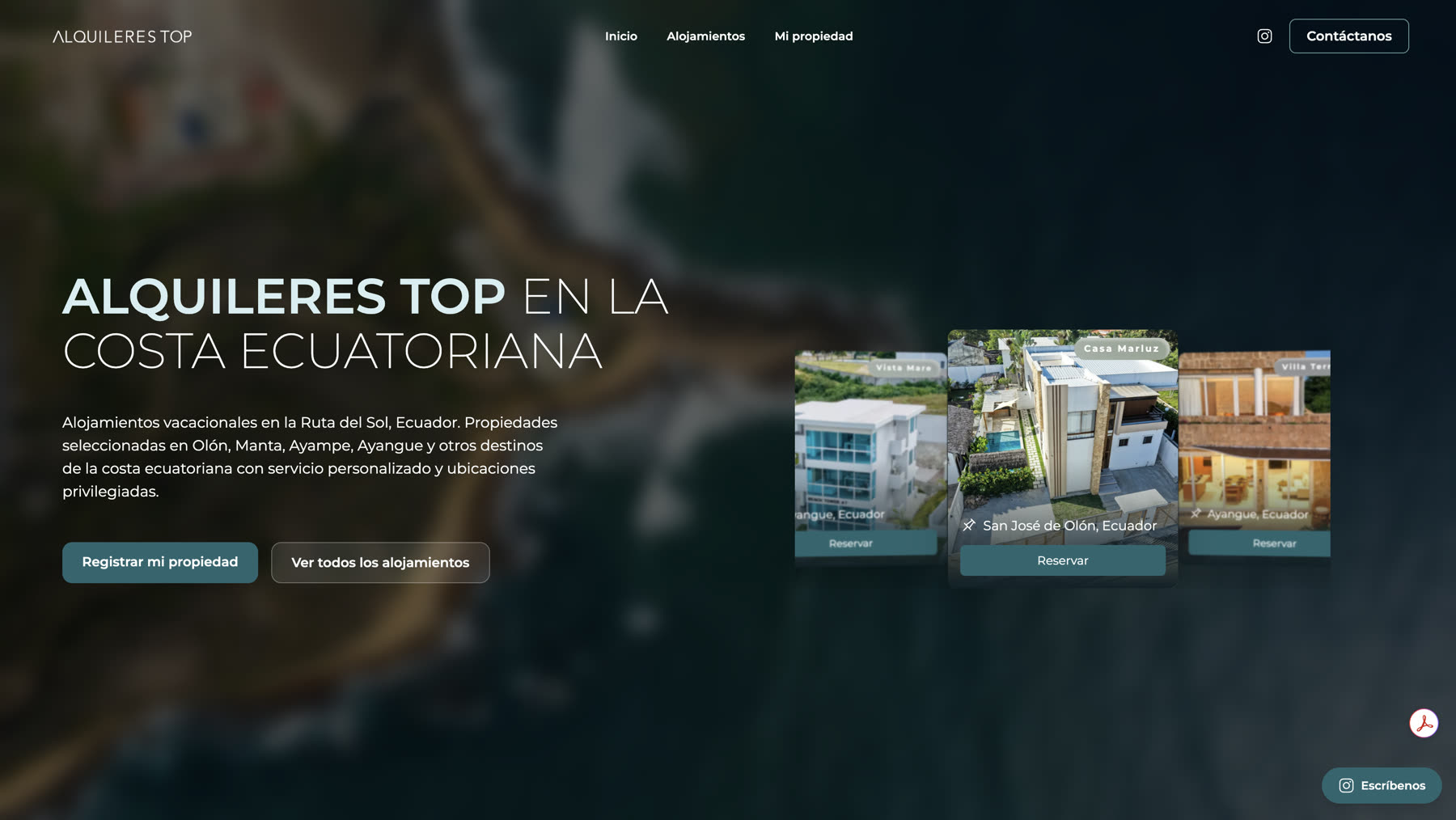 Página web desarrollada para el proyecto Alquileres Top